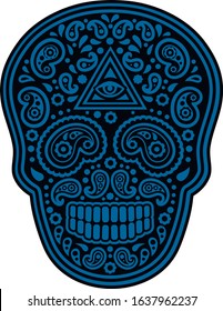 Sugar skull with paisley, vintage design t shirts