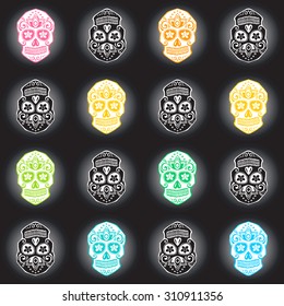 Sugar skull pattern. Dias de los muertos and Halloween.