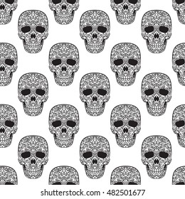Sugar skull pattern. Seamless pattern with skulls.