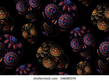 Sugar skull seamless pattern