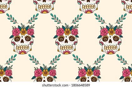 sugar skull seamless pattern vector illustration
