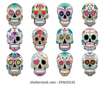 Sugar Skull Set of 12 Vector Skulls