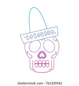 sugar skull with sombrero mexico culture icon image 