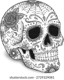 Ilustración vectorial de tatuaje de calavera de azúcar para el día de muertos y temas de diseño mexicano