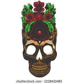 sugar skull tattoos for females hand drawn vector colored clip art

