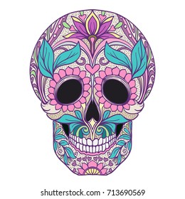 Sugar skull. The traditional symbol of the Day of the Dead. Stoc