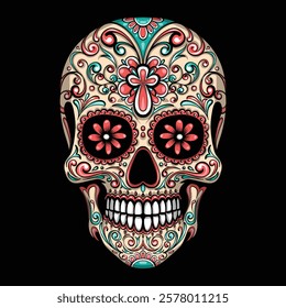 sugar skull vector art logo