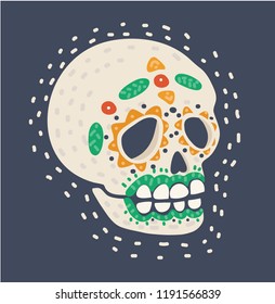 Sugar skull. Vector cartoon illustration. Dia de los muertos. Day of The Dead.