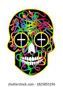 Sugar skull vector, Day of the dead colorful icon background. 