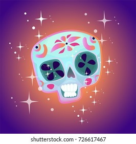 Sugar skull vector illustration. Day of the day celebration.
