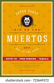 Sugar Skull Vector illustration on Textured Background. Day Of The Dead Celebration Night Party Poster With Traditional Mexican Skull. Dia De Los Muertos.