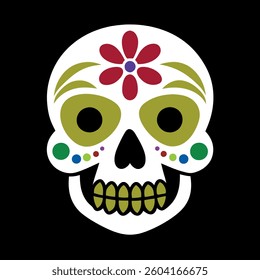 Sugar Skull Vector Illustration – Perfect for T-Shirts, Tattoos, Day of the Dead Decor, Marketing Campaigns, Merchandise Designs, Event Invitations, Social Media Graphics, Home Decor, and Gift Items