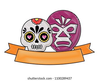 sugar skull and wrestler mask