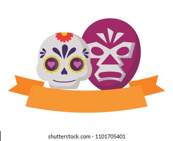 sugar skull and wrestler mask