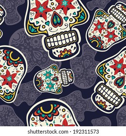 Sugar skulls colorful seamless  pattern