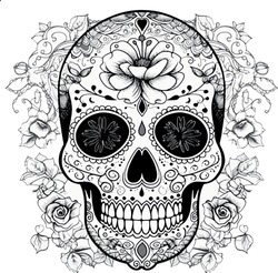 Sugar Skulls. Day Of The Dead Skull, Isolated On White Background. Dia De Los Muertos. Mexican Sugar Skull. Design Element For Logo, Emblem, Sign, Poster, Card, Banner. Vector Illustration. Black