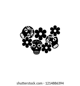 sugar skulls with flowers icon. Element of day dead icon for mobile concept and web apps. Detailed sugar skulls with flowers icon can be used for web and mobile
