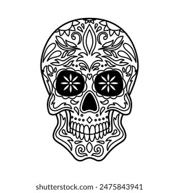 Sugar skulls illustration. Dead day. Dia de los muertos. Design elements for poster, card, flyer, banner. Vector illustration