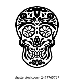 Sugar skulls illustration. Dead day. Dia de los muertos. Design elements for poster, card, flyer, banner. Vector illustration