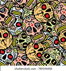 sugar skulls seamless pattern