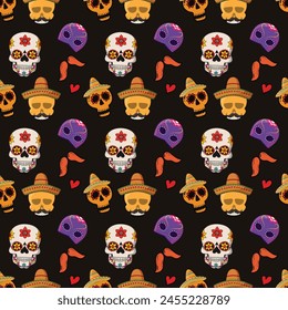 Sugar Skulls Seamless Vector Pattern Design