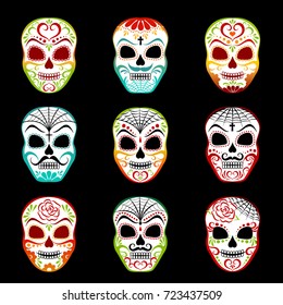 Sugar skulls set, Day of the Dead