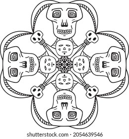 Sugar skulls Set Vector Illustration, Halloween tattoo or sticker, Got skull