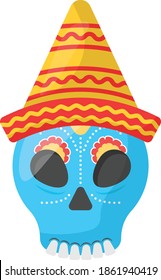 Sugar skulls vector color Icon design, Calavera Day of the Dead Concept,  Mexican culture symbol on White background, Customs and Traditions Signs, cinco de Mayo federal holiday elements