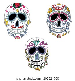 Sugar skulls-Vector illustration made from original drawings