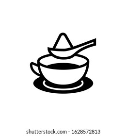 Sugar spoon icon in black flat shape design isolated on white background