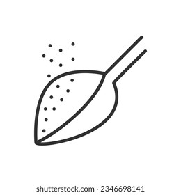 Azúcar en una cuchara, icono lineal. Línea con trazo editable