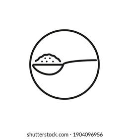 sugar spoon sweetness. 
Vector sign in a simple style isolated on a white background