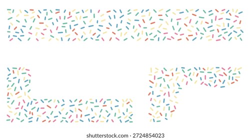 Sugar sprinkle border with small colorful shapes for simple and cheerful layouts