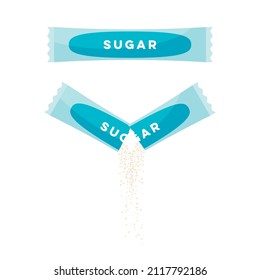 Sugar Stick, Personal Sachet For Adding To Coffee Or Tea. Vector Illustration Cartoon Icon Isolated On White Background.