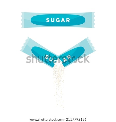 Sugar stick, personal sachet for adding to coffee or tea. Vector illustration cartoon icon isolated on white background.