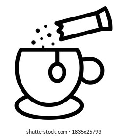 Sugar stick tea cup icon. Outline sugar stick tea cup vector icon for web design isolated on white background