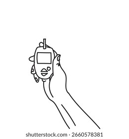 Sugar testing hands line art in vector