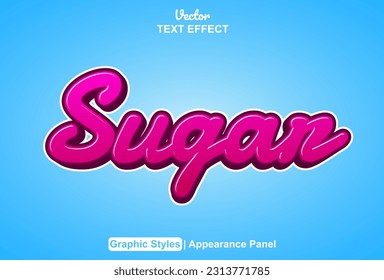 sugar text effect with pink graphic style and editable.