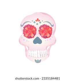 Sugar through for saint death day muerte with flower marigold velvets vector illustration white background