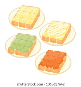 Sugar Toast, Kaya Toast and Condensed milk toast