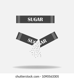 Sugar vector icon. Sachets of sugar for the coffee shop. open packaging and closed.