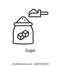 Ilustración de diseño del icono de contorno del vector de azúcar. Símbolo de compras en fondo blanco archivo EPS 10