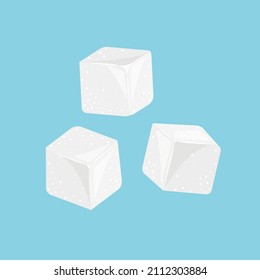 Sugar White Cube, Cartoon Illustration. Vector Illustration Of Pressed Refined Cane Product.