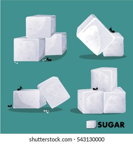 Sugar White Cube Set Vector Illustration