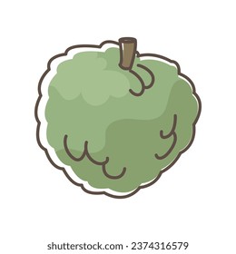 sugarapple funky hand drawn fresh fruit cartoon illustration