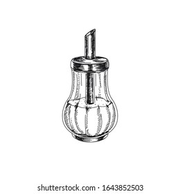 Sugar-basin hand drawn black and white vector illustration. Caffeteria sugar bowl sketch. Retro utensil, kitchenware design element. Vintage flavoring container isolated on white background