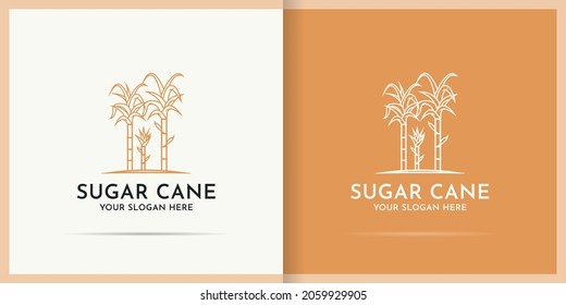 Sugarcane Logo Design Use Line Art Style