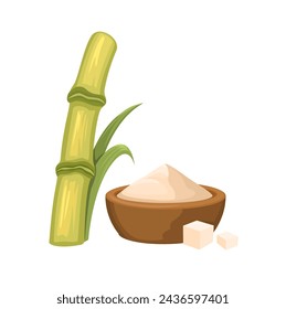 Sugarcane Organic Cartoon Illustration Vector