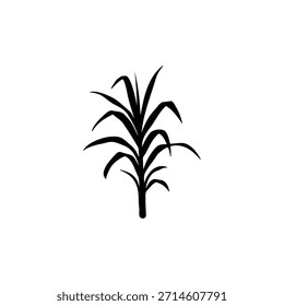 Planta de caña de azúcar silueta icono Vector diseño plano.