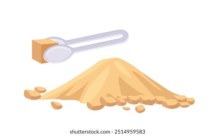 Sugarcane product concept. Cube of brown sugar. Natural and organic sweet products. Harvest and plantantion. Poster or banner. Flat vector illustration isolated on white background